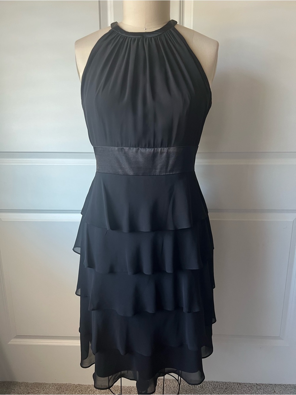 Evan Picone Black Tiered Cocktail Dress